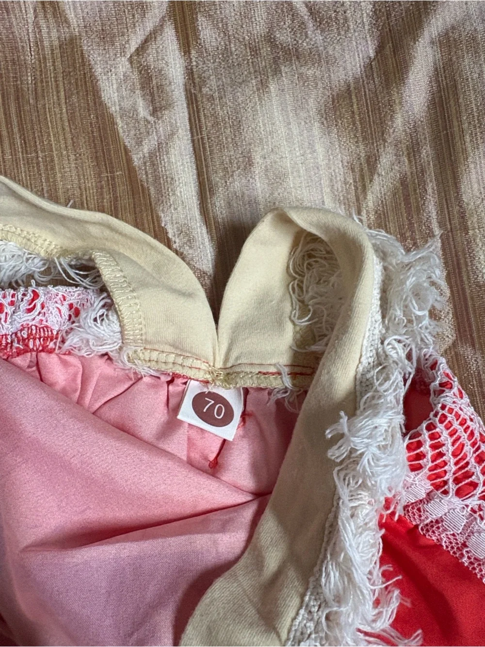 Moana Red Lace-Trim Baby Romper - Kids Bottoms 6m-9m